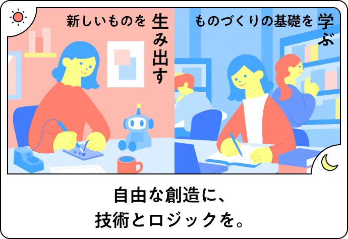 新しいものを生み出す ものづくりの基礎を学ぶ 自由な創造に、技術とロジックを。