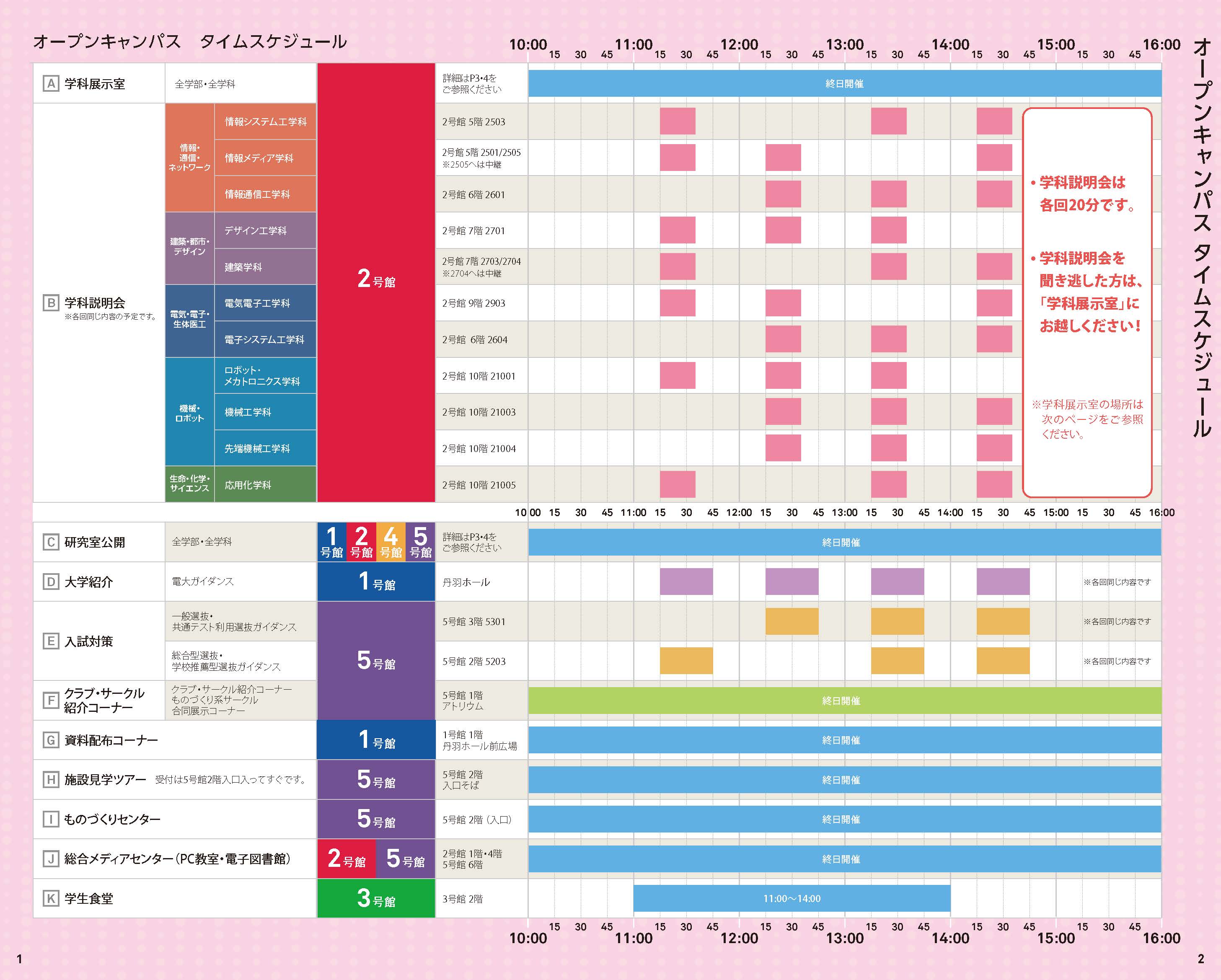 6月20日東京千住キャンパスオープンキャンパス　タイムスケジュール